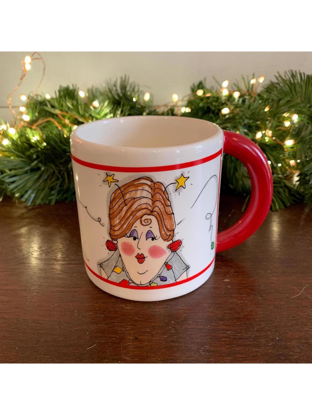 Vintage Sassy Sisters Christmas Mug: "Be Naughty...Save Santa a Trip" - 2004